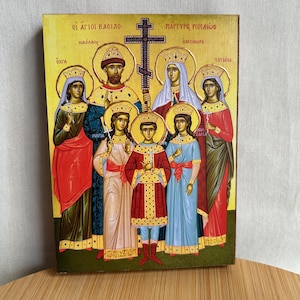 Saint Martyrs Olga, Tatiana, Maria, Anastasia, and Tsarevich Alexei Romanov of Russia  Orthodox icons byzantine greek orthodox icon
