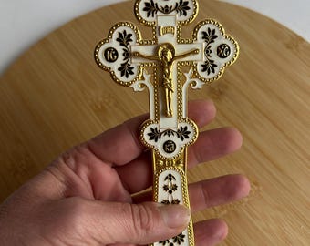 Metal double sided cross wall blessing Church cross Cross of Lord Jesus Christ, Christian Orthodox сross, Cross for home, Temple cross wall