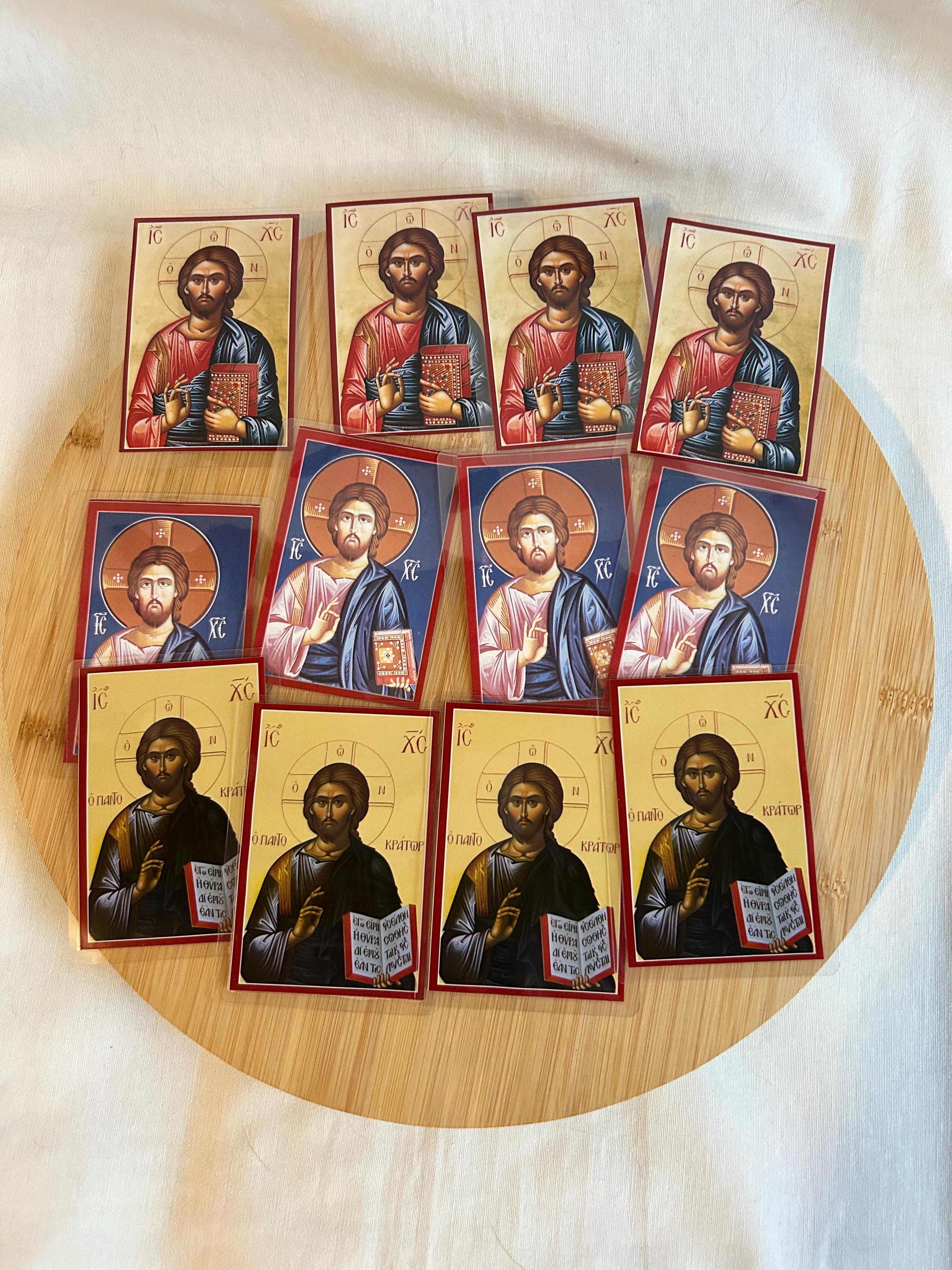 Religious Icon Card Set of 12 Different Laminated Printed Jesus Christ Cards, Church School ...