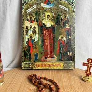 Virgin Mary Greek Orthodox byzantine icon Faithful copy of an orthodox Byzantine icon