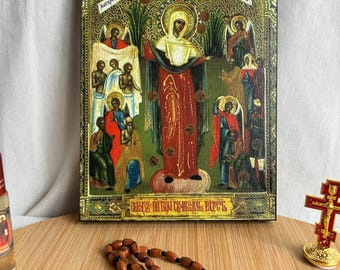 Virgin Mary Greek Orthodox byzantine icon Faithful copy of an orthodox Byzantine icon