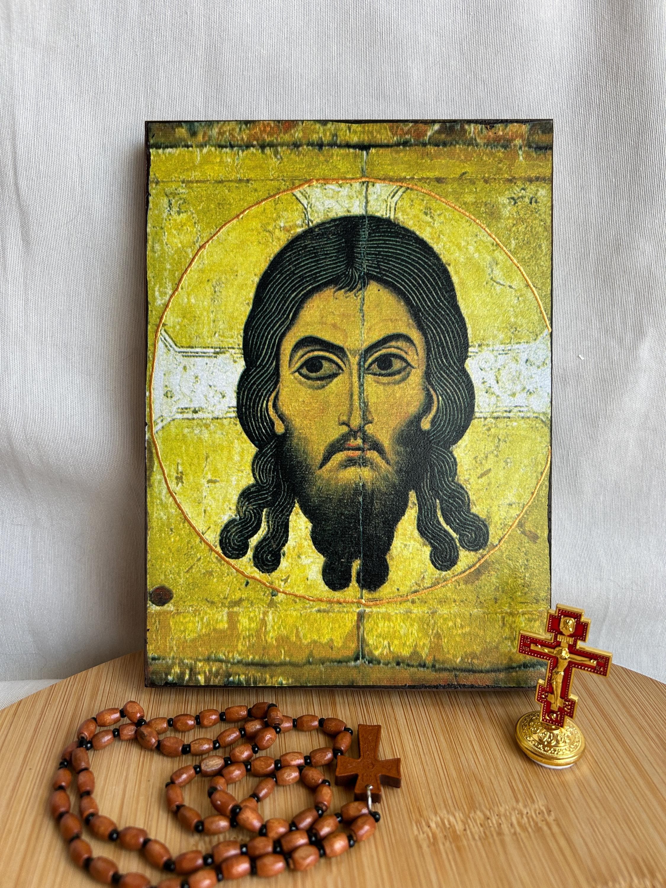 Jesus Christ icon Orthodox icons Greek Orthodox byzantine icon Faithful copy of an orthodox Byzantine icon printed on wood
