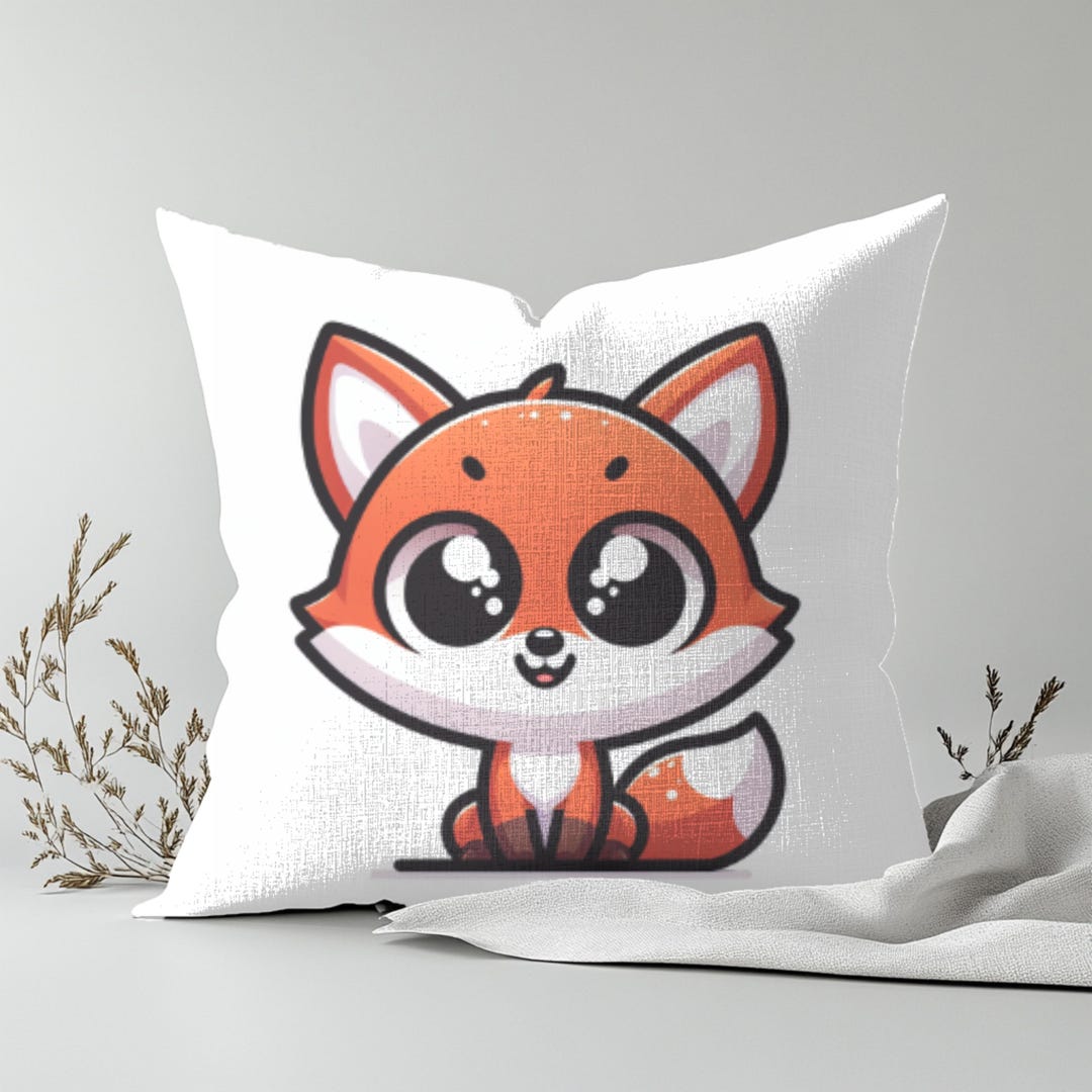 Cute Fox Plush Poly PILLOW, Cozy Kawaii Home Decor, Gender Neutral Gift ...