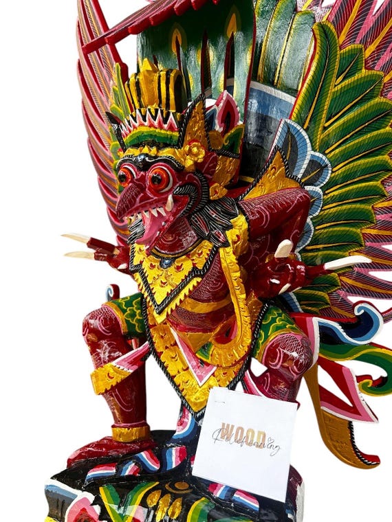 ガルーダ 木彫り 手彫りのバリ島ガルーダ木彫り - 31 5インチ - 日本