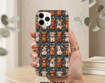 Funda para móvil con diseño de vaca adorable, regalo para amantes de los animales, estética de granja, bordado falso para iPhone 17 16 15 14 13 Samsung de Cool Case World