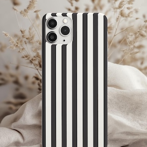 Custodia per telefono moderna a strisce nera e bianca per iPhone 16 15 14 13 12 11 XR Pro Max Plus/Samsung/Google Pixel di Cool Case World