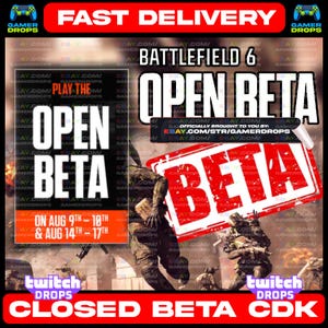 Könnte beinhalten: Werbebild für die Battlefield 6 Open Beta, mit dem Spieltitel in Weiß. Das Bild enthält den Text "FAST DELIVERY" und "CLOSED BETA CDK". Der Hintergrund zeigt Soldaten in einer Kampfszene.