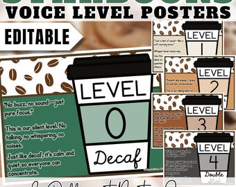 Starbooks Coffee Classroom Decor Coffee Voice Level Poster for Class Behavior Management Coffee Shop Bulletin Board Display for Teachers