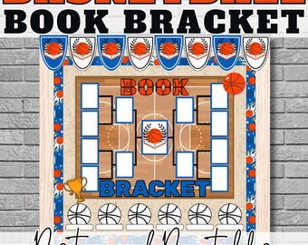 March Basketball Madness Book Bracket Bulletin Board Kit, Reading Challenge Classroom Decor, Basketball Reading Activity for Literacy Month