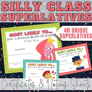 Silly Superlative Awards, Funny End of Year Student Awards, Funny Classroom Awards Certificates, Class End of Year Awards, Editable Awards