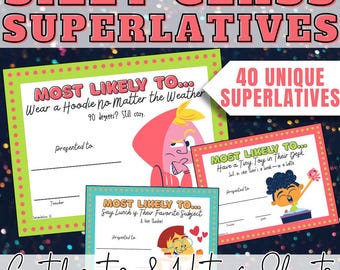Silly Superlative Funny End of Year Student Awards Funny Classroom End of Year Award Certificates Editable Award Ceremony Certificates