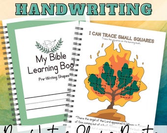 Personalized Christian Preschool Kindergarten Handwriting Workbook Bible Shape Tracing Pre-Writing Activity Book Homeschool Bible Learning