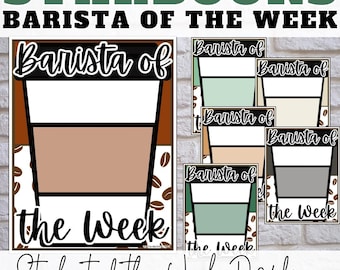 Starbooks Coffee Classroom Decor Transformation Student of the Week Sign Display Starbooks Sign Printable Coffee Shop Theme
