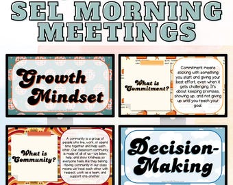 Full Year SEL Morning Meeting Slides | Daily Social Emotional Learning Activities No-Prep School Counselor Education Lesson Activity Slides