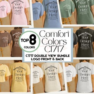 Comfort Colors 1717 Front Back Mockup Bundle, 1717 Shirt Bundle, Real Model Mock, Simple Minimal Dual Split View, Print on Back Tshirt Mock