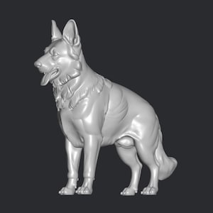 German Shepherd dog stl file 3d printing, 3d print file, miniature super hero, game, cartoon, comic action figure, printables, decorative