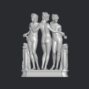 Trzy Gracje w Luwrze, Paryż plik stl druk 3d, plik wydruku 3d, miniatura, superbohater, gra, kreskówka, komiksowa figurka akcji, sztuka