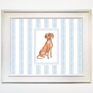 Vizsla Vintage Style Nursery Print Wall Art Dog Blue Stripe