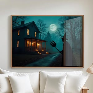 Halloween Wall Art, Haunted House Halloween Prints, Spooky Home Decor, Dark Academia Art, Printable Halloween Decor Indoor, Digital Art