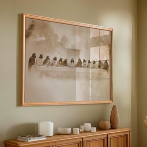 The Last Supper Modern Art, Framed Wall Art, Christian Wall Decor, Bible Renaissance Art, Jesus and Disciples Framed Poster