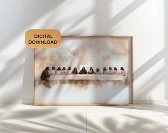 Last Supper Wall Art,Modern Last Supper Painting,The Last Supper Large Print, Christian Wall Art, Bible Renaissance Oil Painting, Jesus png