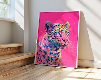 Leopard Wall Art Pink and Leopard Print Preppy Coquette Girly Above Bed Bedroom Wall Decor Aesthetic Trendy Cheetah Print Instant Download