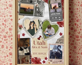 Custom Couple Playing Card Wall Art, Personalized Photo Print, Lucky in Love Artwork, Anniversary Gift for Boyfriend, Canva template DIY