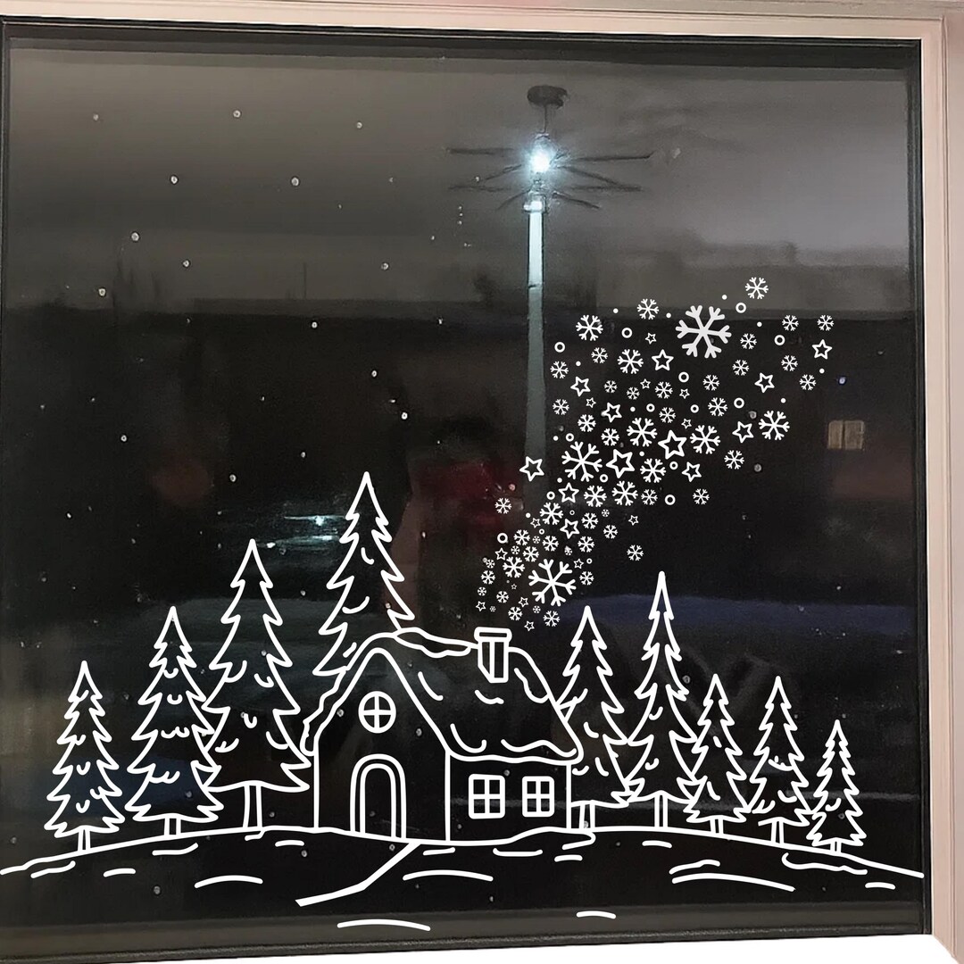 Window Tracing Template – Cozy Winter House Scene | Printable Chalk ...