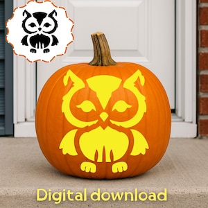 Cute Owl Silhouette, Baby Owl Cut File, Cricut Silhouette, Woodland Bird Design, Owl Decal, Pumpkin Carving Stencil, Nursery Owl Art