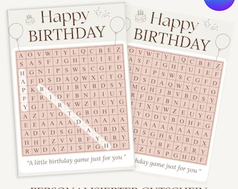 Personalized crossword Template | Custom birthday Printable PDF | Editable Word Puzzle Card | Unique Gift Idea Canva template