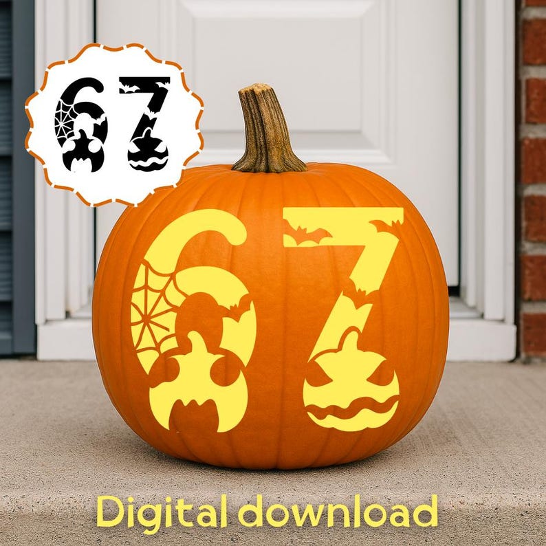 6 7 Six Seven Meme , Pumpkin Carving Stencil Digital Download ...