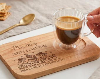 Custom Tea and Cookie Board for Mom, Personalized Wooden Tea Tray, Engraved Snack Board, Birthday Gift for Mom, Nana, Grandma