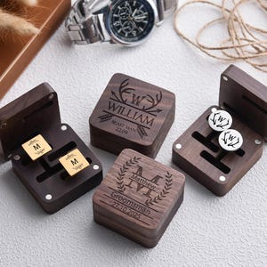 Personalized Cufflinks Box For Groomsmen,Custom Wedding Cufflinks Box Set,Engraved Groomsmen Proposal Cufflinks Gift,Bachelor Party Gift