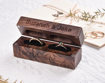 Personalized Ring Box, Wedding Ring Box, Double Engagement Ring Box, Ring Bearer Box, Wood Ring Box, Proposal Ring Box, Custom Ring Pillow