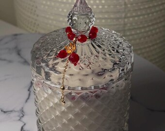 Doftande ECO handgjort veganskt 100% rapsvaxljus / Ljus i glas med berlock / Doftljus med torkade blommor / Handhällt ljus