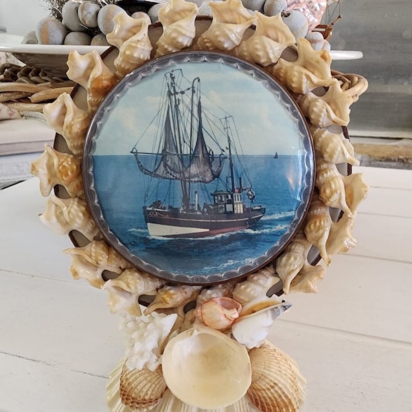 Vintage Seashell Frame...Sailors Valentine Antique Shell Frame