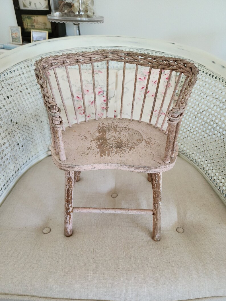 Pink Vintage Wicker Chair... Toy Chair image 1