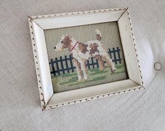 Vintage Terrier costura... Fox Terrier arte enmarcado