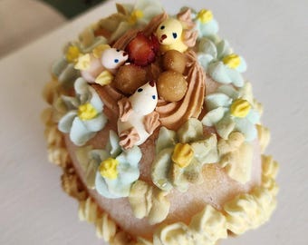 Vintage Zucker Osterei Zuckerguss Vögel