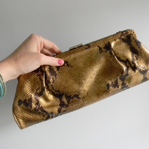 vintage. ADRIENNE VITTADINI Golden Leather Clutch