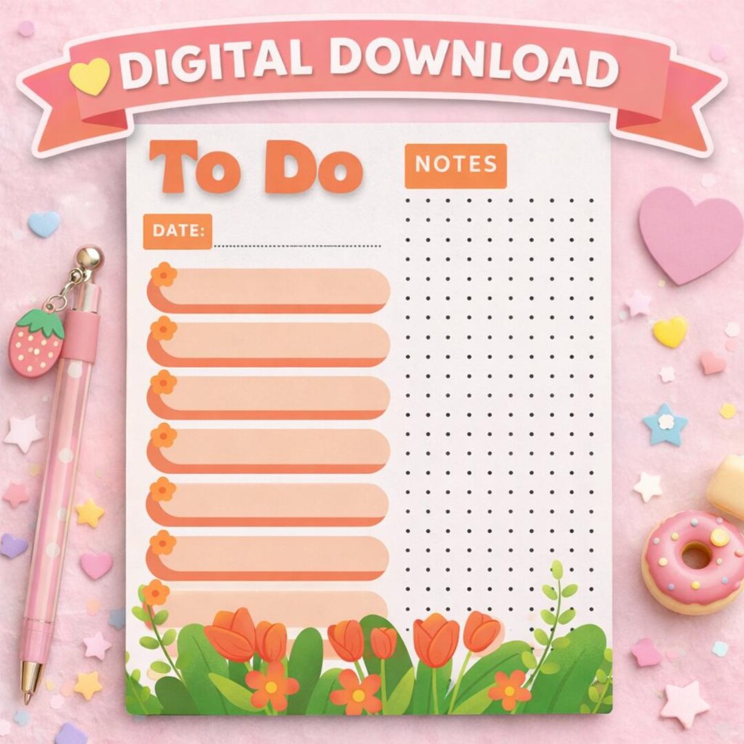 Floral to Do List Printable Planner Pages, A5 A4 A6 Sizes, Daily ...