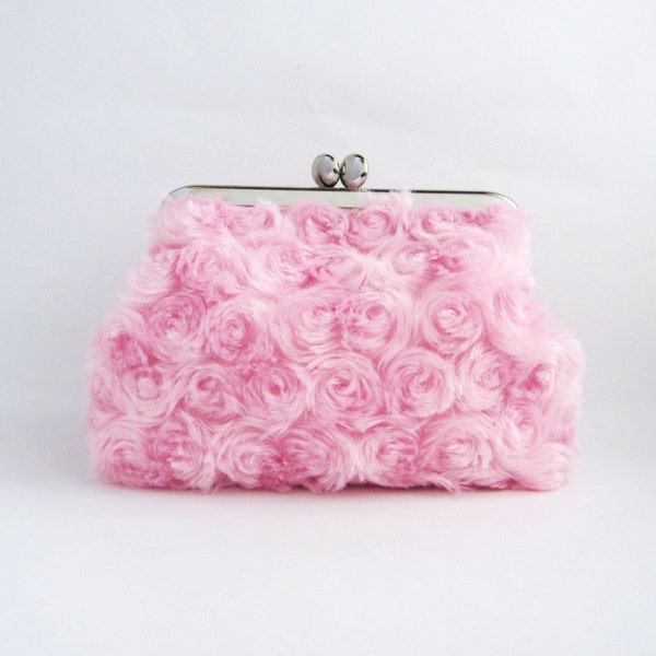 Frame Purse- soft pink swirl fur