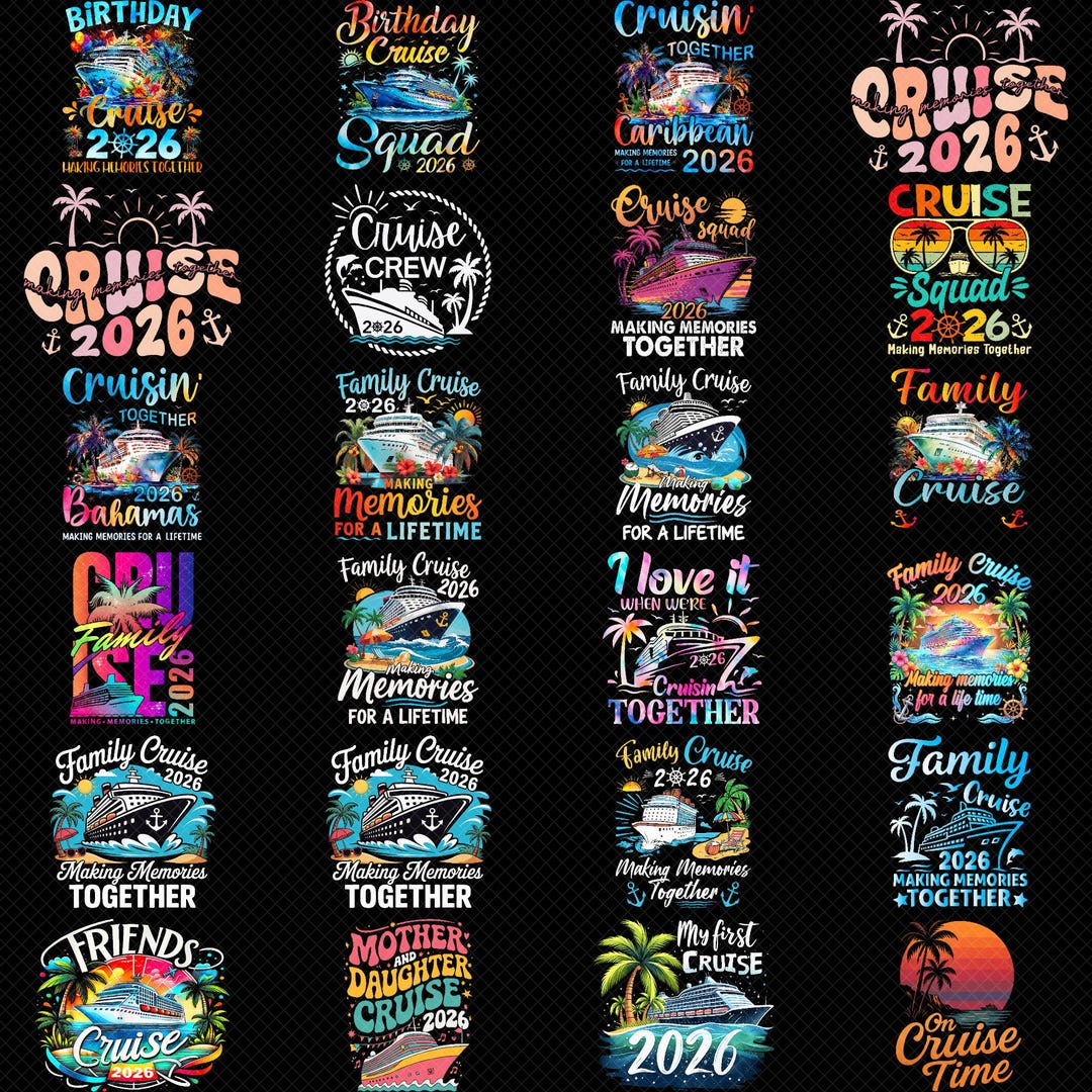 Cruise 2026 Family Vacation PNG Bundle Digital Download, Birthday ...