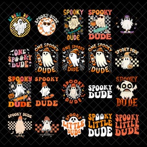 One Spooky Dude PNG Bundle, Ghost Skater Halloween, Cute Retro Ghost Shirt PNG, Trendy Fall Halloween Digital Download