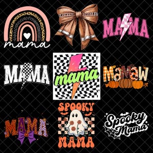 Spooky Mama PNG Bundle, Halloween Mom PNG, Retro Mama Shirt Designs, Fall Pumpkin Mama PNG, Ghost Mom Sublimation