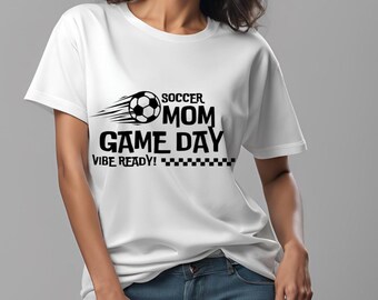 Soccer Mom PNG Sublimation | Game Day Soccer Mama Shirt Design, Sports Mom Distressed Varsity Style Gift, Team Spirit Digital Download