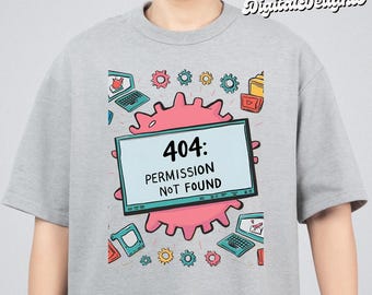404-Fehler-Shirt (PNG), Lustiges Programmierergeschenk, Design für ethische Hacker, Humorvolles Programmierer-T-Shirt, IT-Geschenk (PNG-Download)