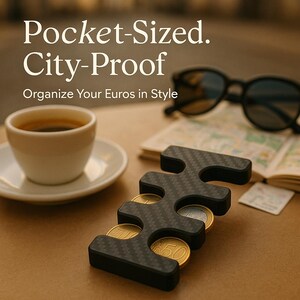 Portefeuille pour pièces en euros - Porte-monnaie de voyage, étui de poche imprimé en 3D