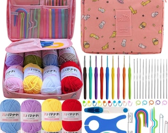 Crochet Kit for Beginners: Yarn, Ergonomic Hooks & Accessories