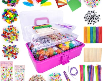 Kids' DIY Craft Supply Kit: 1405 Pcs Art Set with Storage Box